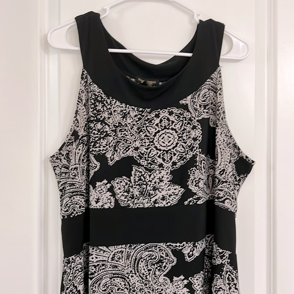 Susan Lawrence Plus‎ Size 2XP Black/Grey Elastic Waist Stretch Dress
